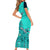 Personalised Australia Soccer Short Sleeve Bodycon Dress Aboriginal Turquoise 2023 World Cup With Kangaroo - Wonder Print Shop