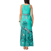Personalised Australia Soccer Tank Maxi Dress Aboriginal Turquoise 2023 World Cup With Kangaroo - Wonder Print Shop