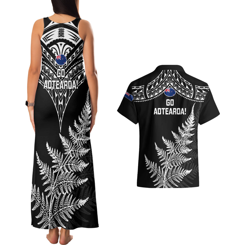 New Zealand Silver Fern Rugby Couples Matching Tank Maxi Dress and Hawaiian Shirt Go All Black 2023 World Cup - Wonder Print Shop