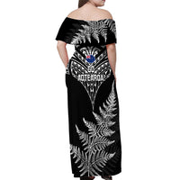 New Zealand Silver Fern Rugby Off Shoulder Maxi Dress Go All Black 2023 World Cup - Wonder Print Shop