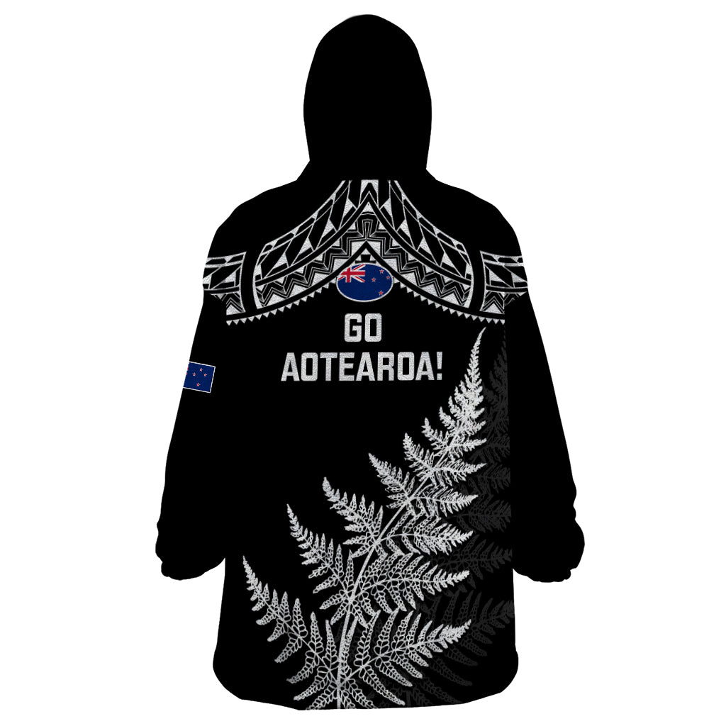 New Zealand Silver Fern Rugby Wearable Blanket Hoodie Go All Black 2023 World Cup - Wonder Print Shop