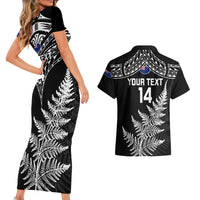 Personalised New Zealand Silver Fern Rugby Couples Matching Short Sleeve Bodycon Dress and Hawaiian Shirt Go All Black 2023 World Cup - Wonder Print Shop