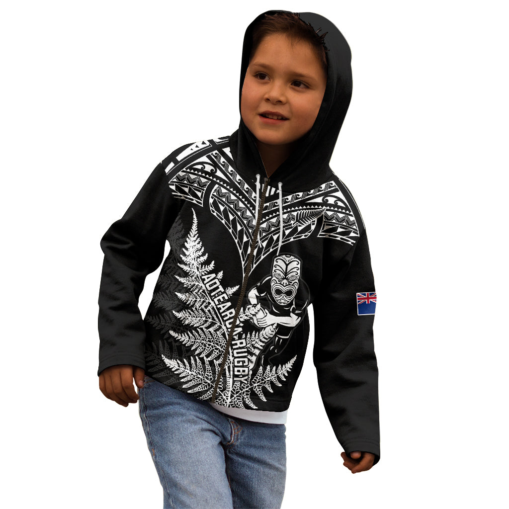 Personalised New Zealand Silver Fern Rugby Kid Hoodie Go All Black 2023 World Cup - Wonder Print Shop