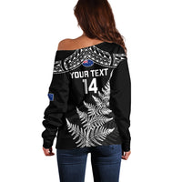 Personalised New Zealand Silver Fern Rugby Off Shoulder Sweater Go All Black 2023 World Cup - Wonder Print Shop