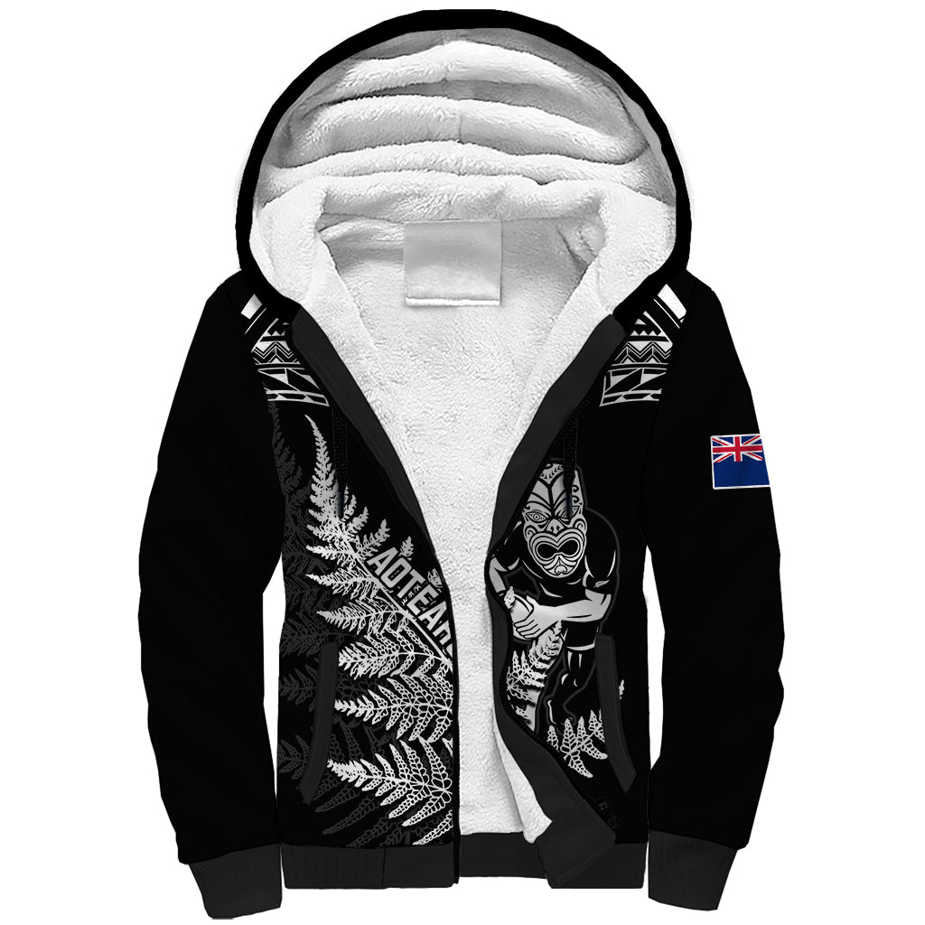 Personalised New Zealand Silver Fern Rugby Sherpa Hoodie Go All Black 2023 World Cup - Wonder Print Shop