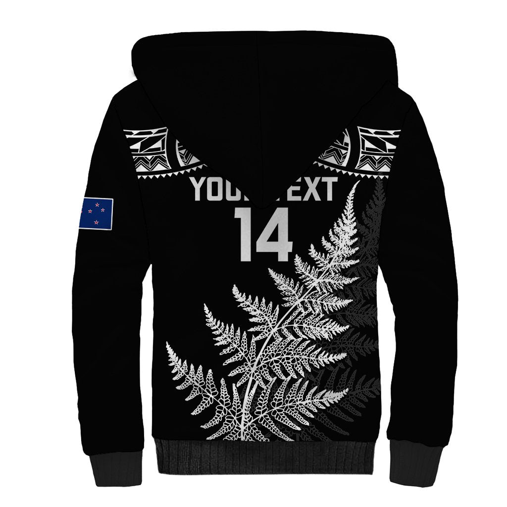 Personalised New Zealand Silver Fern Rugby Sherpa Hoodie Go All Black 2023 World Cup - Wonder Print Shop