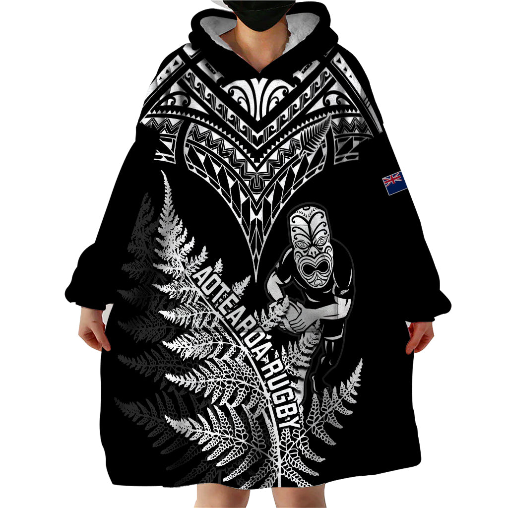 Personalised New Zealand Silver Fern Rugby Wearable Blanket Hoodie Go All Black 2023 World Cup - Wonder Print Shop