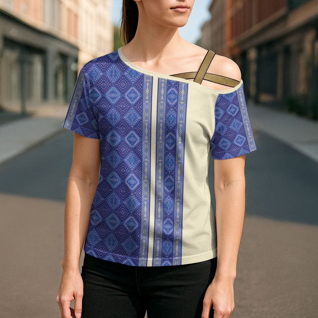 Mabuhay Philippines Festival Cross Shoulder Shirt Yakan Modern Filipiniana Inspired