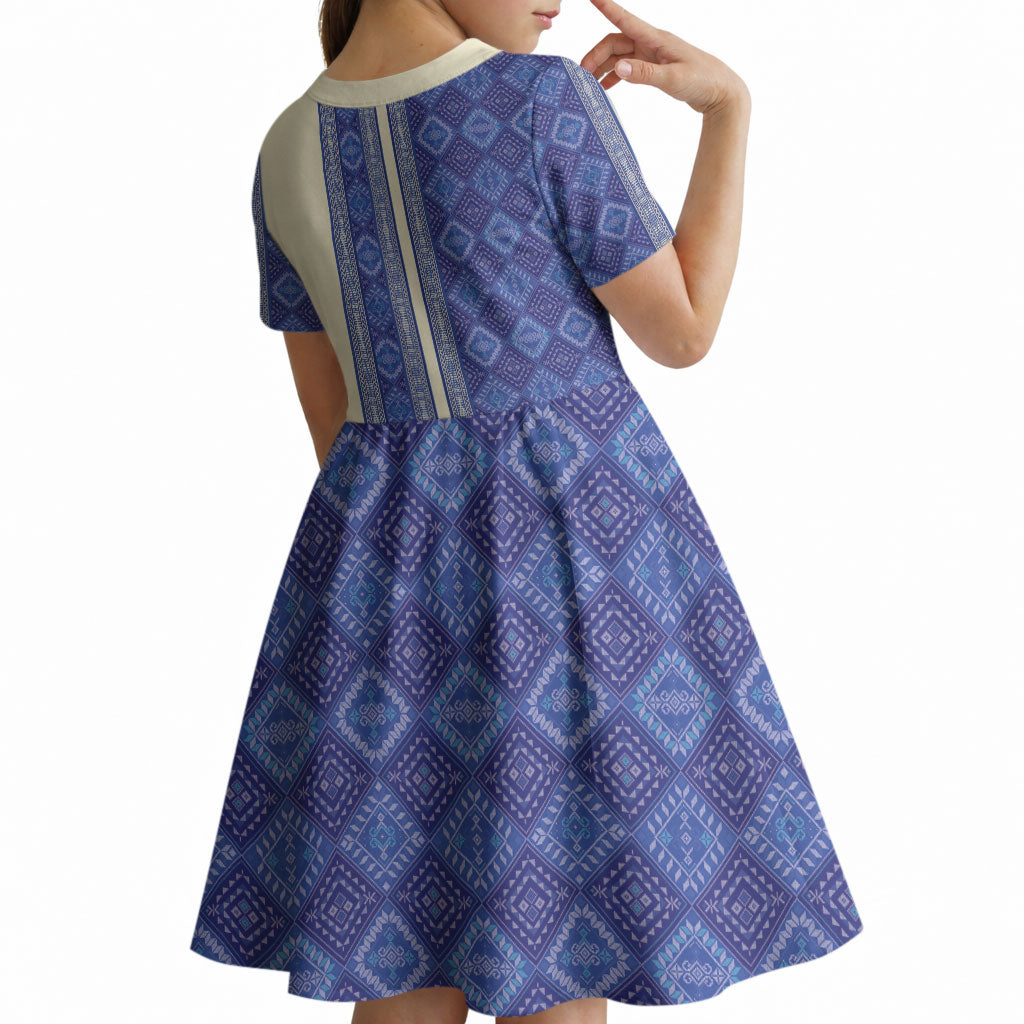 Mabuhay Philippines Festival Kid Short Sleeve Dress Yakan Modern Filipiniana Inspired