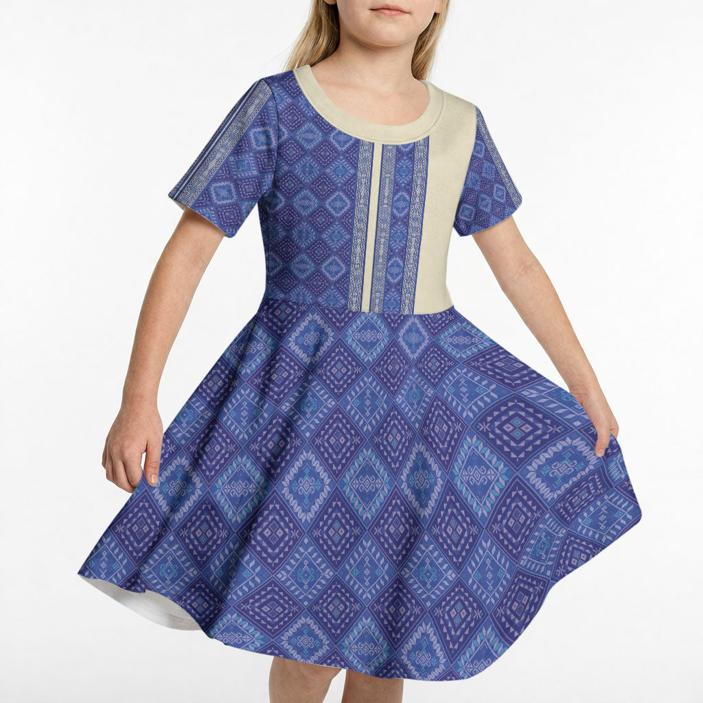 Mabuhay Philippines Festival Kid Short Sleeve Dress Yakan Modern Filipiniana Inspired