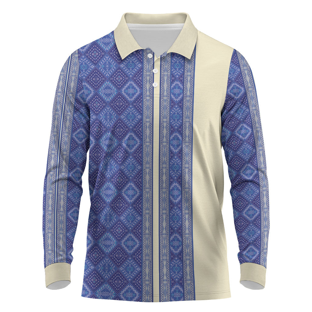 Mabuhay Philippines Festival Long Sleeve Polo Shirt Yakan Modern Filipiniana Inspired