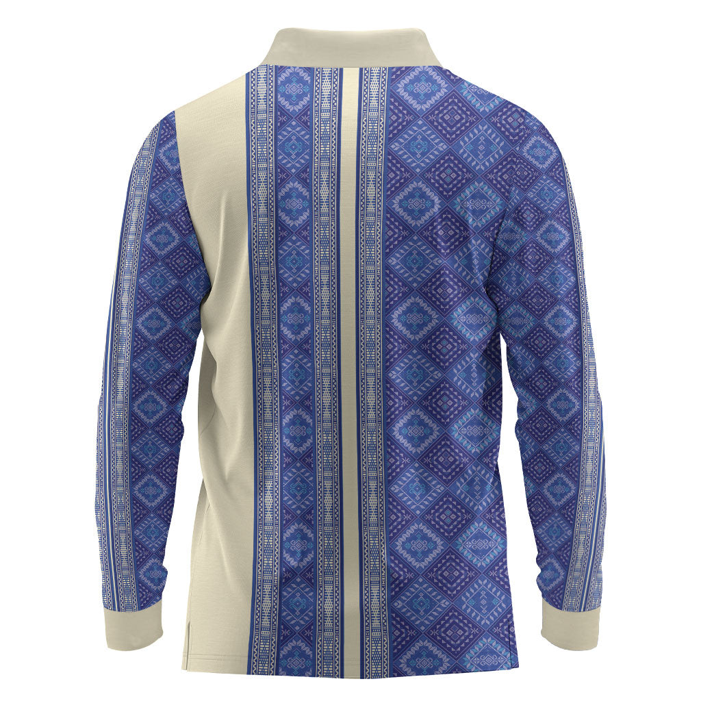 Mabuhay Philippines Festival Long Sleeve Polo Shirt Yakan Modern Filipiniana Inspired