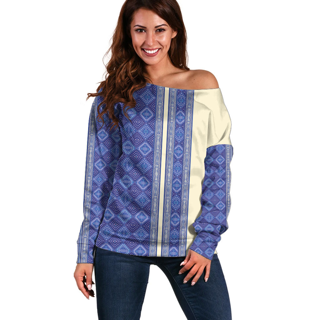 Mabuhay Philippines Festival Off Shoulder Sweater Yakan Modern Filipiniana Inspired