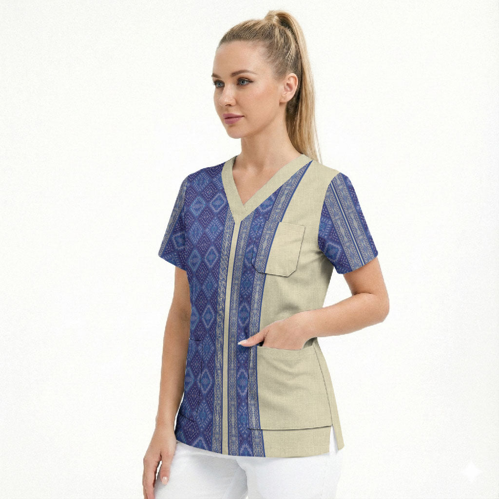 Mabuhay Philippines Festival Scrub Top Yakan Modern Filipiniana Inspired