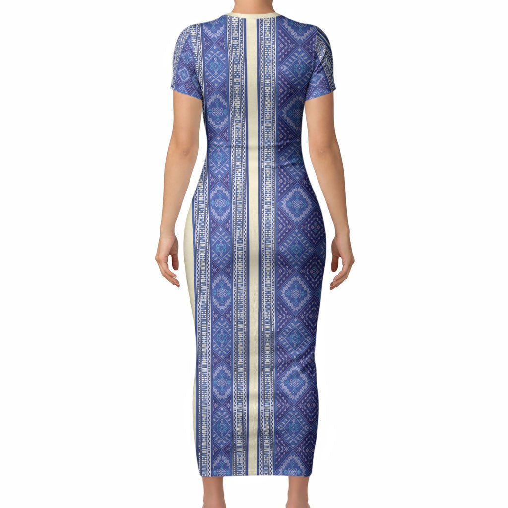 Mabuhay Philippines Festival Short Sleeve Bodycon Dress Yakan Modern Filipiniana Inspired