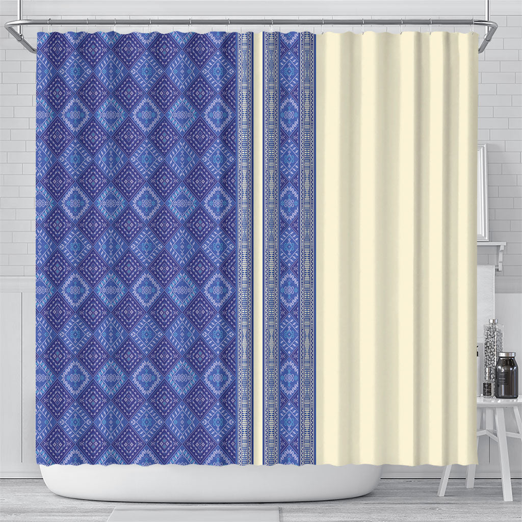Mabuhay Philippines Festival Shower Curtain Yakan Modern Filipiniana Inspired