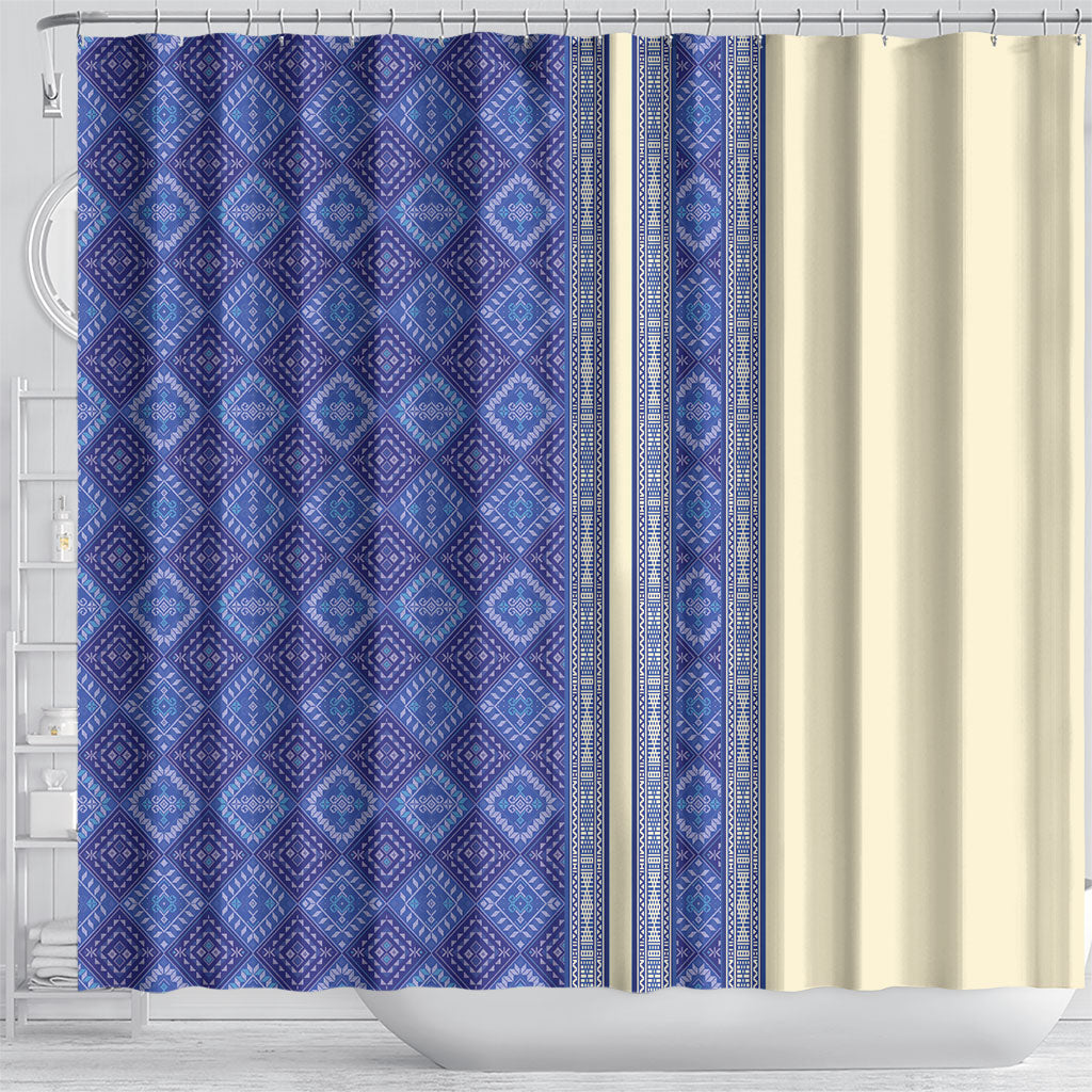 Mabuhay Philippines Festival Shower Curtain Yakan Modern Filipiniana Inspired