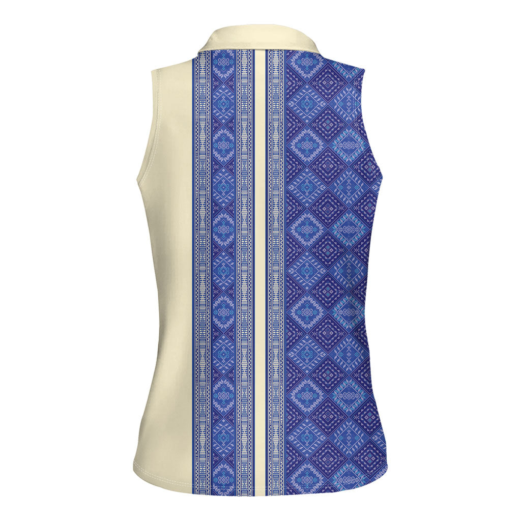 Mabuhay Philippines Festival Women Sleeveless Polo Shirt Yakan Modern Filipiniana Inspired