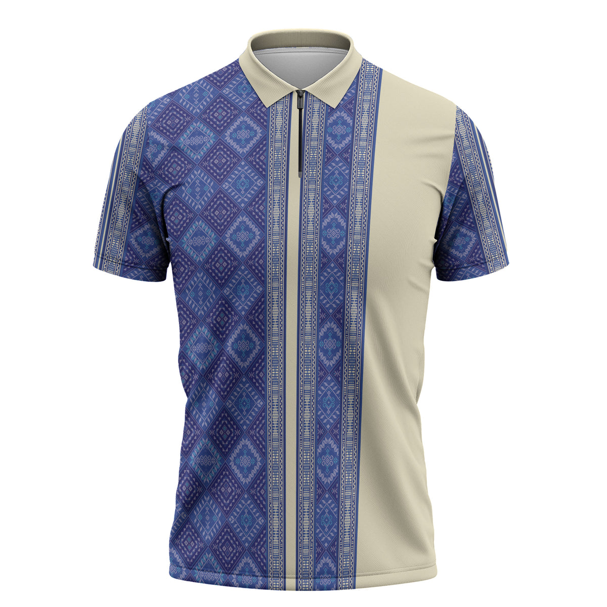Mabuhay Philippines Festival Zipper Polo Shirt Yakan Modern Filipiniana Inspired