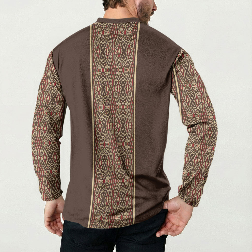 Mabuhay Philippines Festival Button Sweatshirt Tnalak Modern Filipiniana Inspired