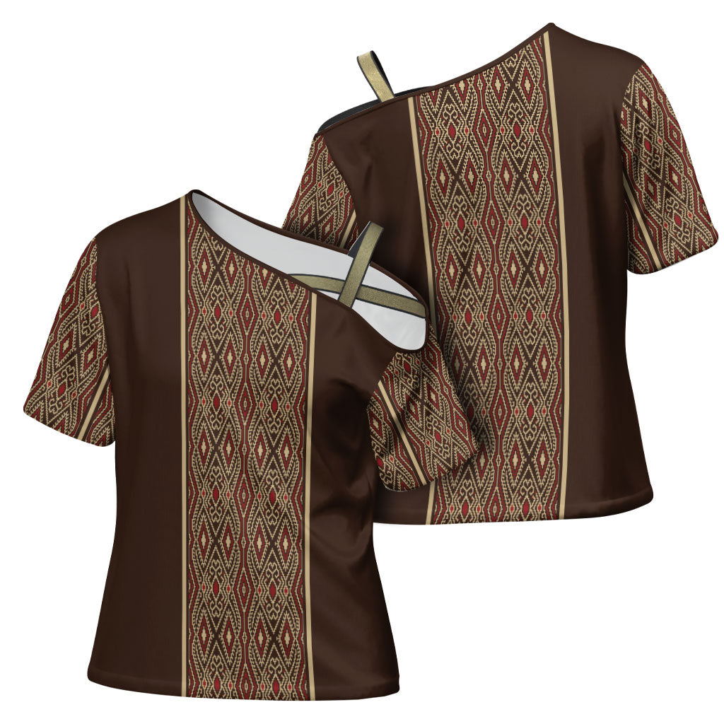 Mabuhay Philippines Festival Cross Shoulder Shirt Tnalak Modern Filipiniana Inspired