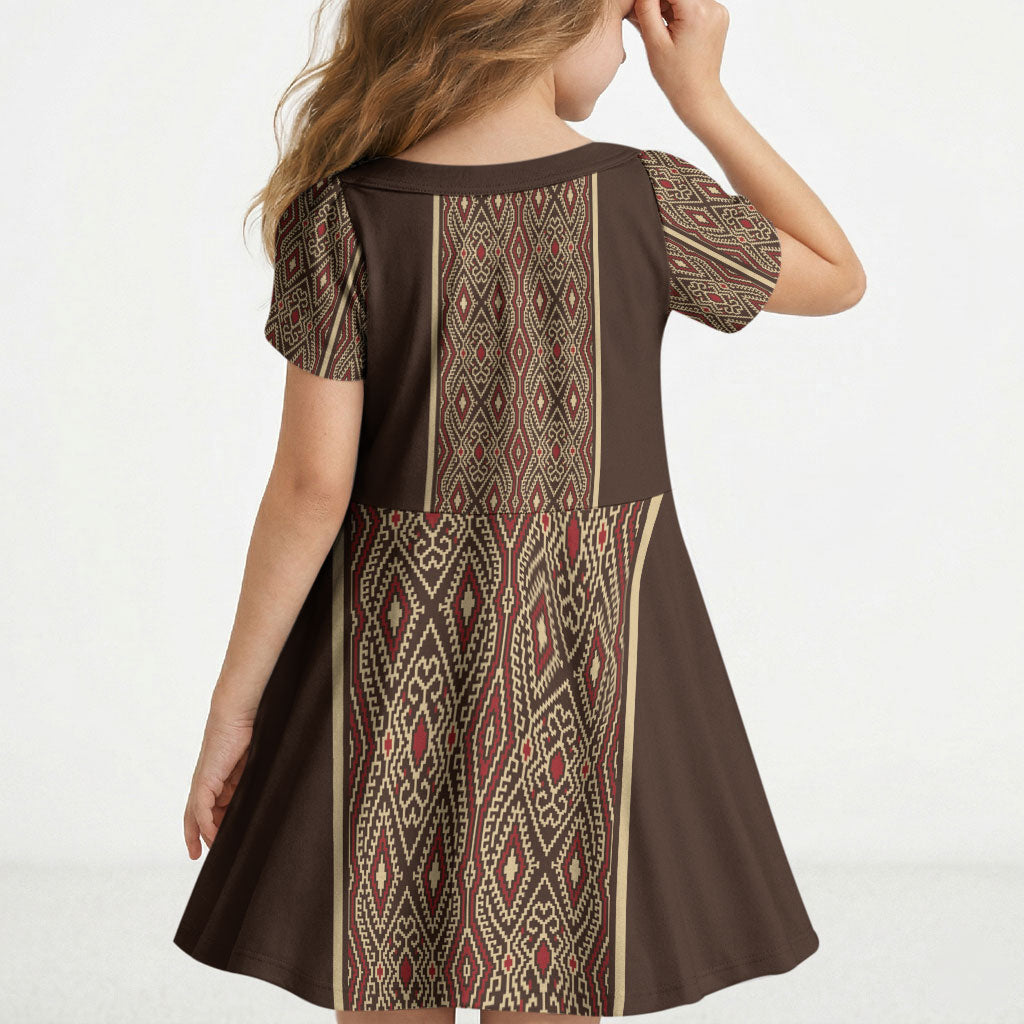 Mabuhay Philippines Festival Kid Short Sleeve Dress Tnalak Modern Filipiniana Inspired