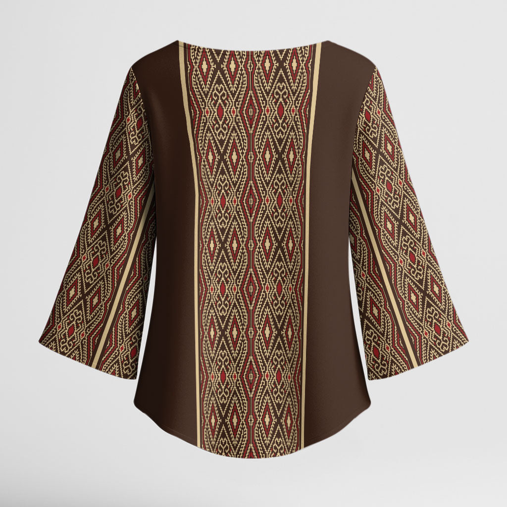 Mabuhay Philippines Festival Kimono Sleeve Blouse Tnalak Modern Filipiniana Inspired