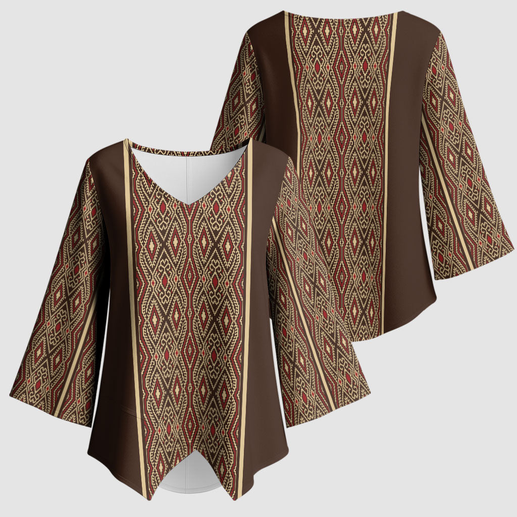 Mabuhay Philippines Festival Kimono Sleeve Blouse Tnalak Modern Filipiniana Inspired