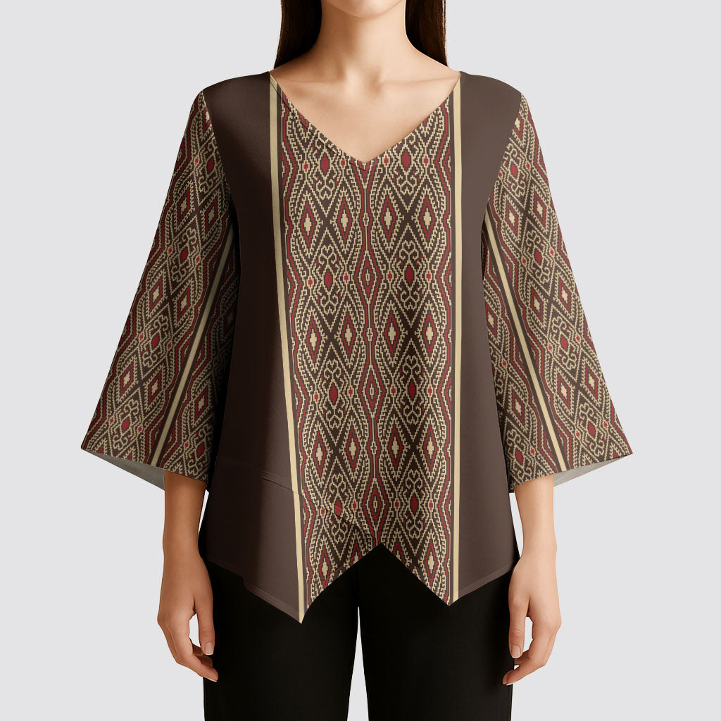 Mabuhay Philippines Festival Kimono Sleeve Blouse Tnalak Modern Filipiniana Inspired