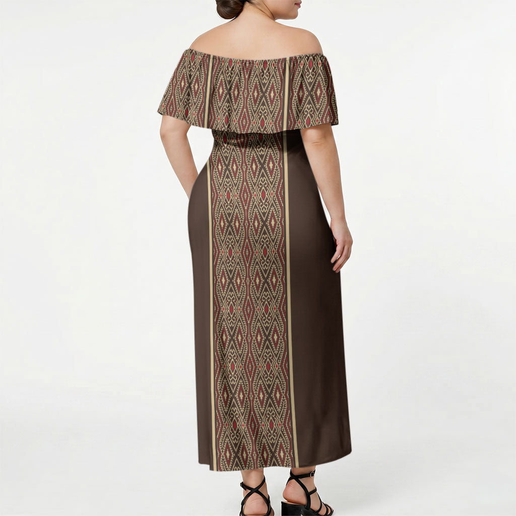 Mabuhay Philippines Festival Off Shoulder Maxi Dress Tnalak Modern Filipiniana Inspired
