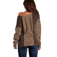 Mabuhay Philippines Festival Off Shoulder Sweater Tnalak Modern Filipiniana Inspired