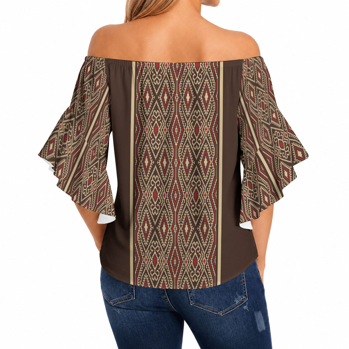 Mabuhay Philippines Festival Off Shoulder Wrap Waist Top Tnalak Modern Filipiniana Inspired