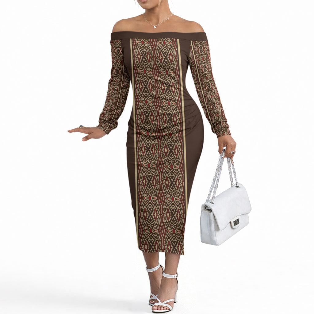 Mabuhay Philippines Festival Off The Shoulder Long Sleeve Dress Tnalak Modern Filipiniana Inspired