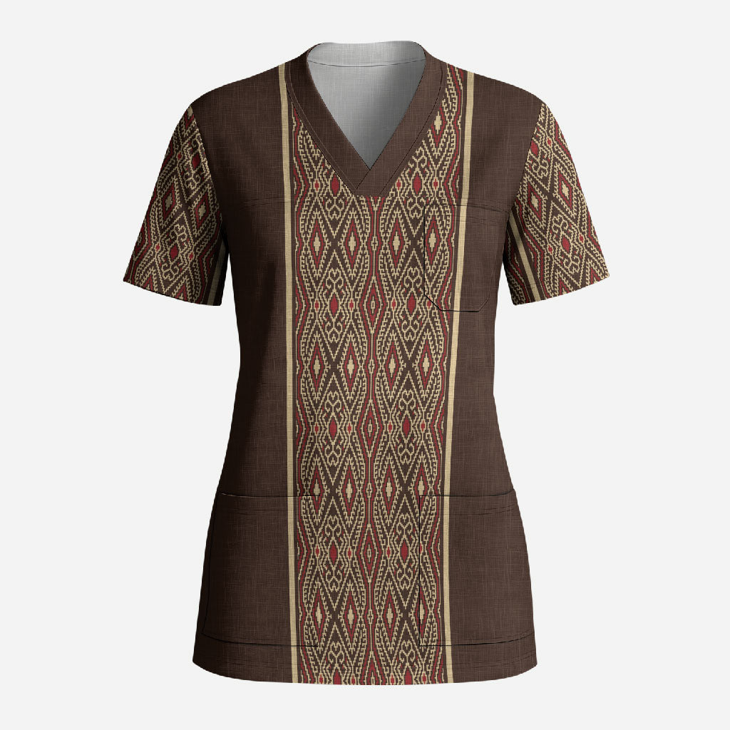 Mabuhay Philippines Festival Scrub Top Tnalak Modern Filipiniana Inspired