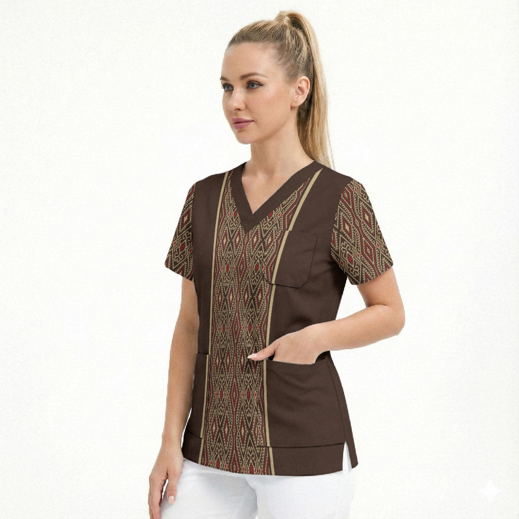 Mabuhay Philippines Festival Scrub Top Tnalak Modern Filipiniana Inspired