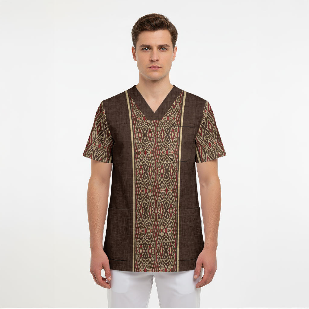 Mabuhay Philippines Festival Scrub Top Tnalak Modern Filipiniana Inspired