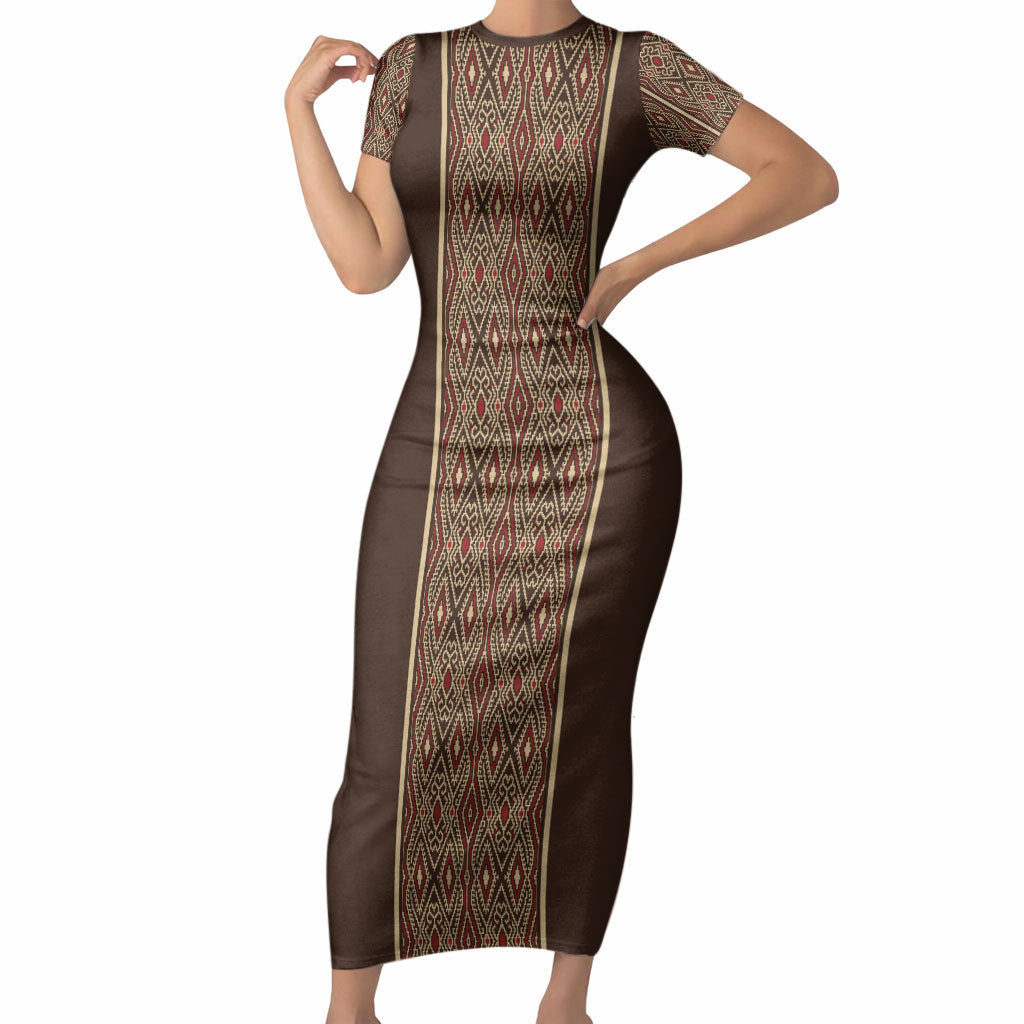 Mabuhay Philippines Festival Short Sleeve Bodycon Dress Tnalak Modern Filipiniana Inspired
