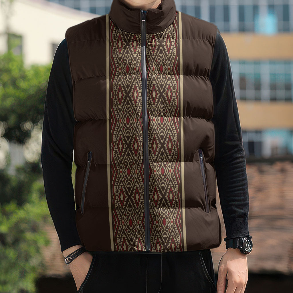 Mabuhay Philippines Festival Sleeveless Puffer Jacket Tnalak Modern Filipiniana Inspired