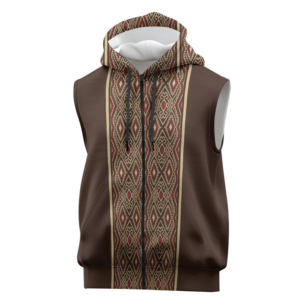 Mabuhay Philippines Festival Sleeveless Zip Hoodie Tnalak Modern Filipiniana Inspired