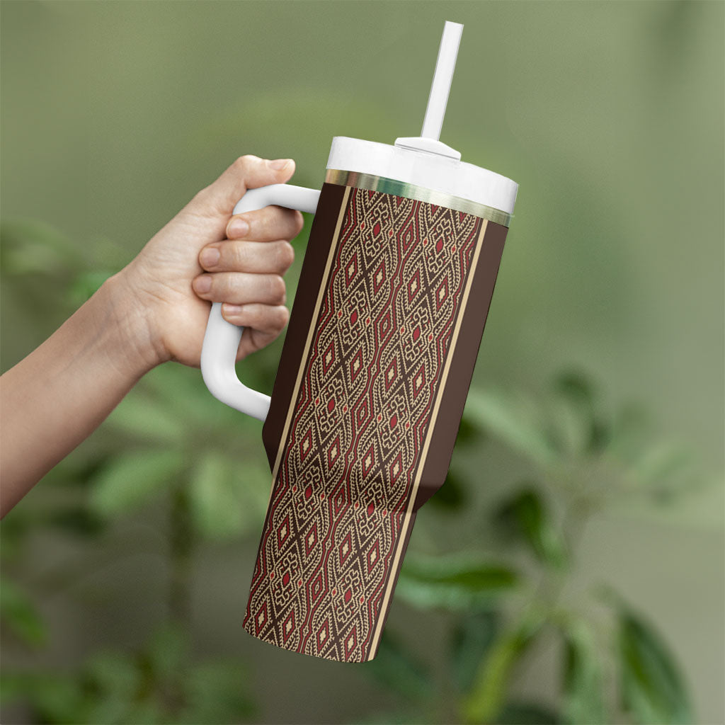 Mabuhay Philippines Festival Tumbler With Handle Tnalak Modern Filipiniana Inspired