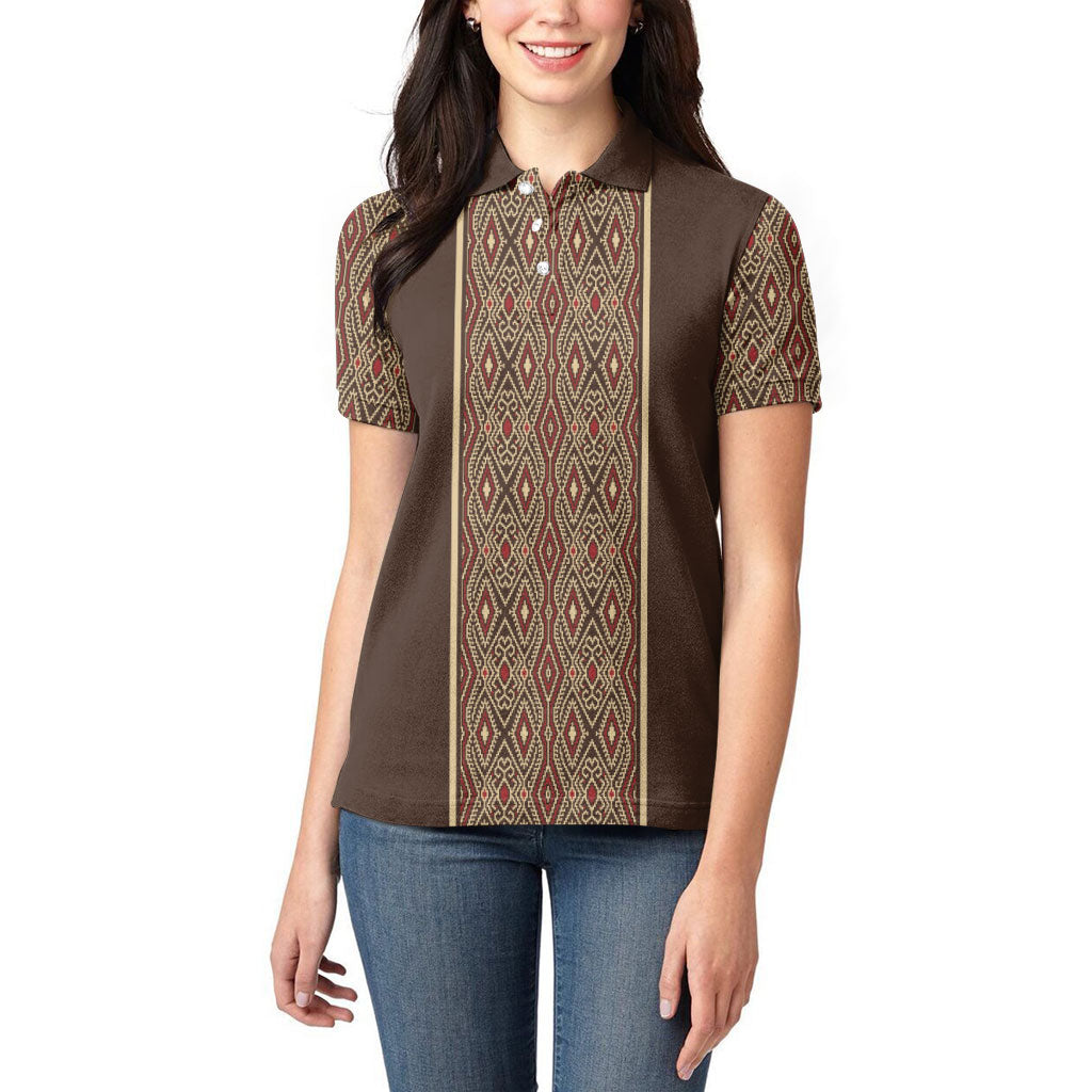 Mabuhay Philippines Festival Women Polo Shirt Tnalak Modern Filipiniana Inspired