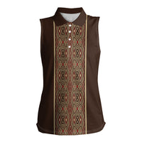 Mabuhay Philippines Festival Women Sleeveless Polo Shirt Tnalak Modern Filipiniana Inspired