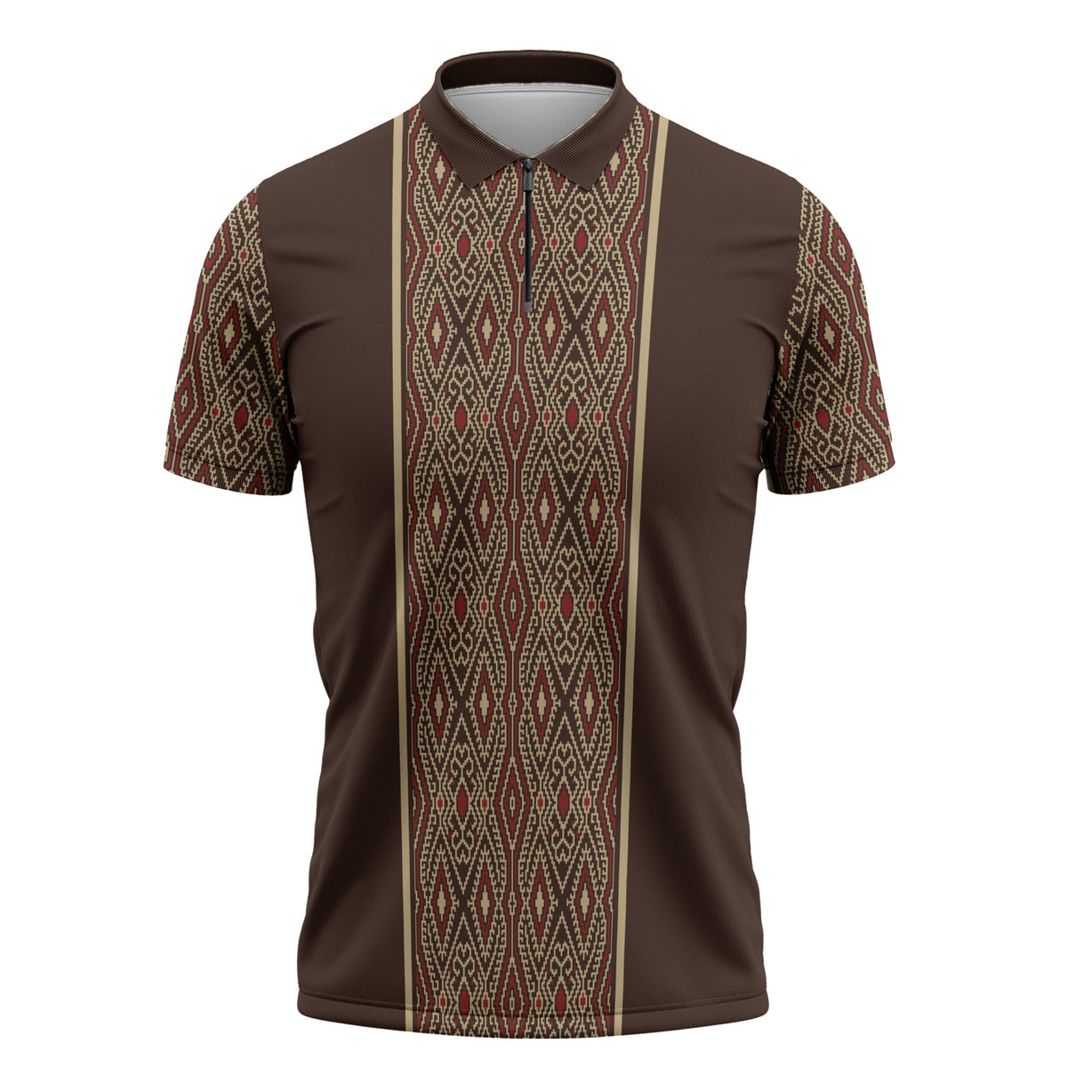 Mabuhay Philippines Festival Zipper Polo Shirt Tnalak Modern Filipiniana Inspired