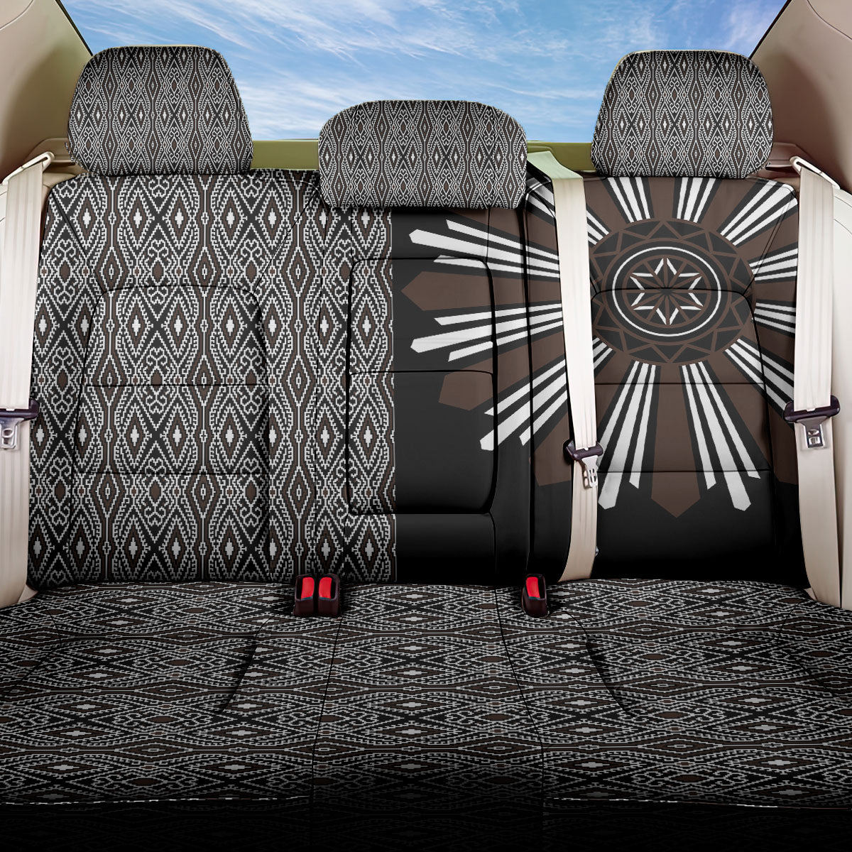 Mabuhay Philippines Festival Back Car Seat Cover Araw Tnalak Modern Filipiniana Inspired