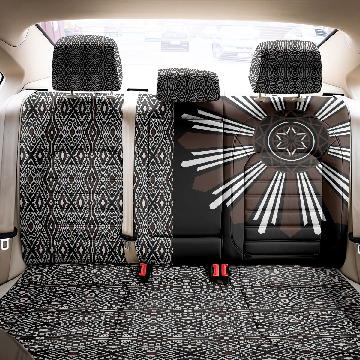Mabuhay Philippines Festival Back Car Seat Cover Araw Tnalak Modern Filipiniana Inspired