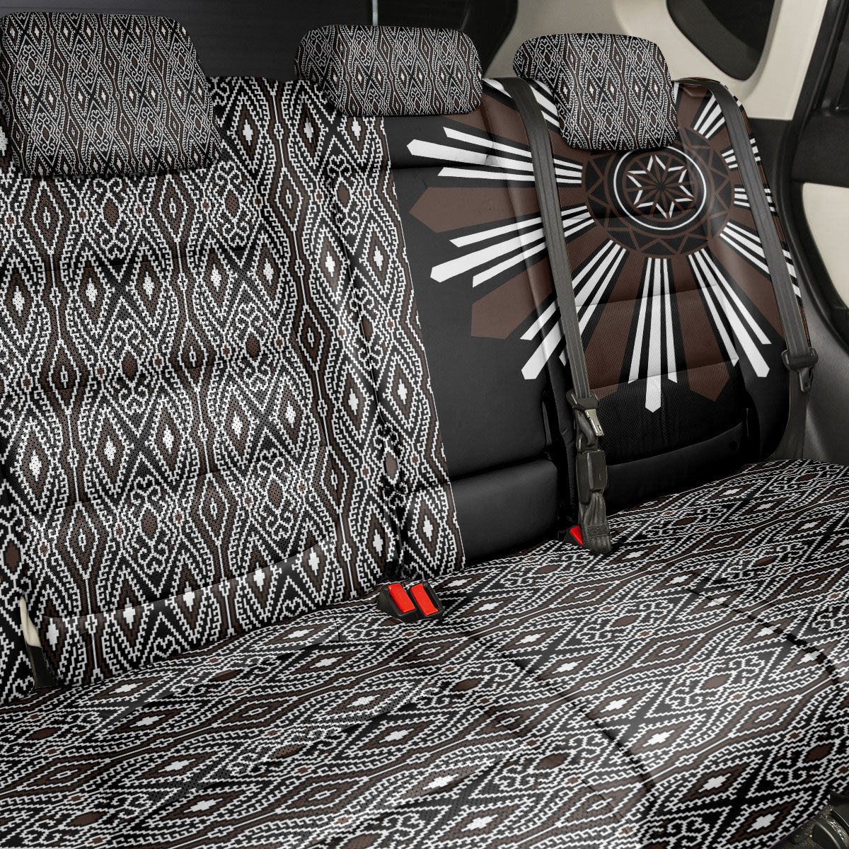 Mabuhay Philippines Festival Back Car Seat Cover Araw Tnalak Modern Filipiniana Inspired