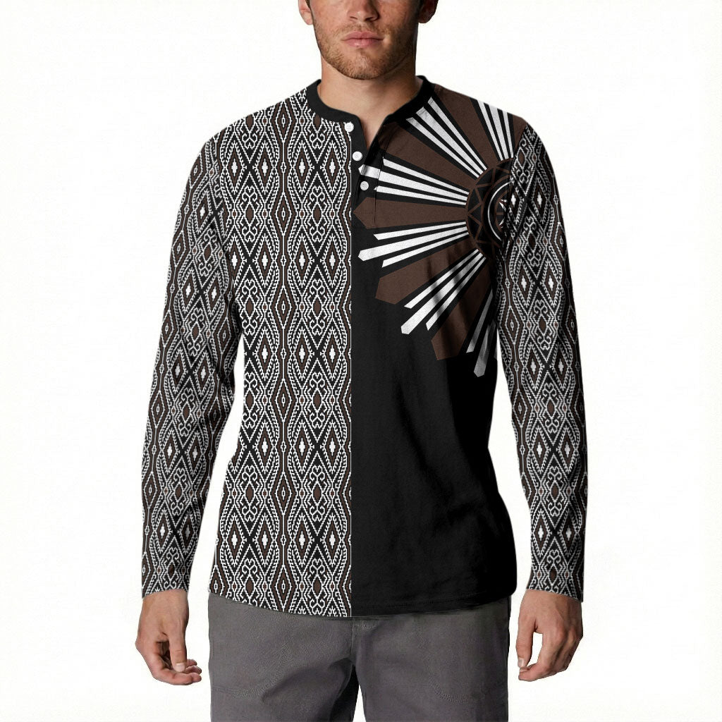 Mabuhay Philippines Festival Button Sweatshirt Araw Tnalak Modern Filipiniana Inspired