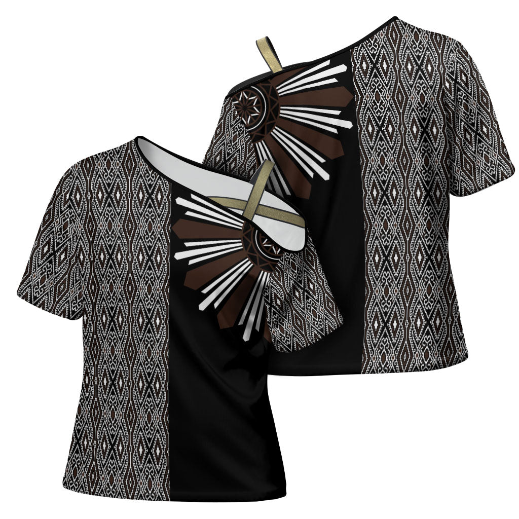 Mabuhay Philippines Festival Cross Shoulder Shirt Araw Tnalak Modern Filipiniana Inspired
