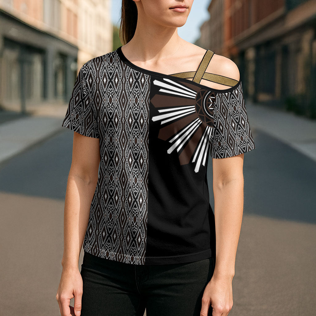 Mabuhay Philippines Festival Cross Shoulder Shirt Araw Tnalak Modern Filipiniana Inspired