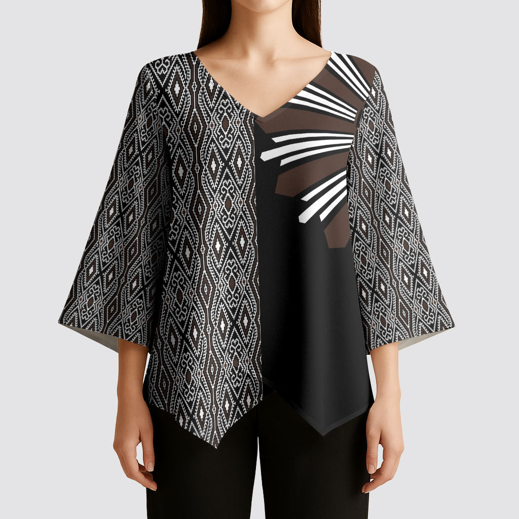 Mabuhay Philippines Festival Kimono Sleeve Blouse Araw Tnalak Modern Filipiniana Inspired